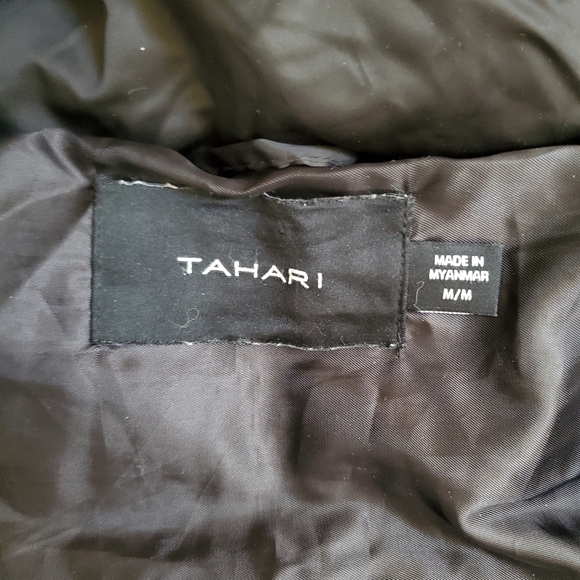 Tahari Black Down Puffer Jacket with Faux Fur Trim Women's Sz medium - Picture 4 of 12
